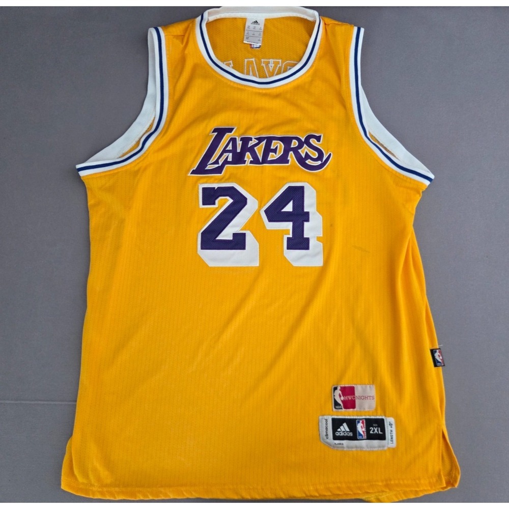 Adidas Jersey Mens 2 Extra Large Gold Purple Kobe Bryant 24 LA Lakers HWC Night